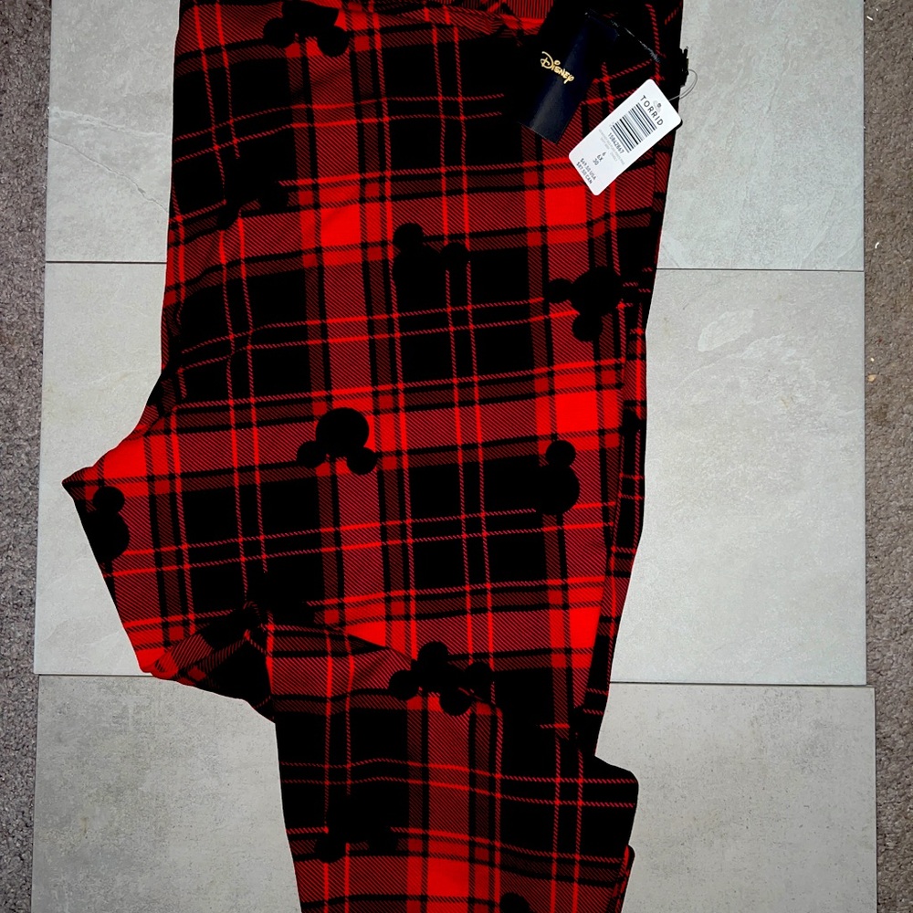 Torrid Disney Mickey Mouse Red Plaid Ponte Pixie Pants Size 6XL